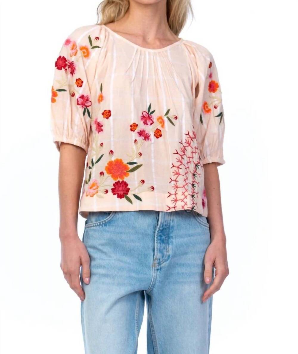 NEW MAHILA leora emboidered top in peach